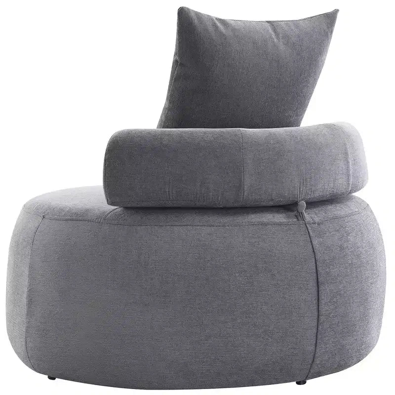Sillón redondo moderno de 32 pulgadas, sofá cama individual tipo chaise longue tapizado, puf de chenilla con almohadas para sala, dormitorio, apartamento y lectura