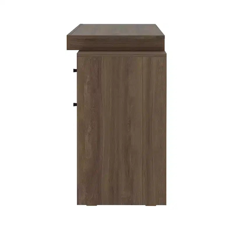 Escritorio moderno extensible de 47.5 pulgadas para oficina en casa, escritorio para computadora con 2 cajones y 1 estante, escritorio de escritura para sala de lectura y estudio