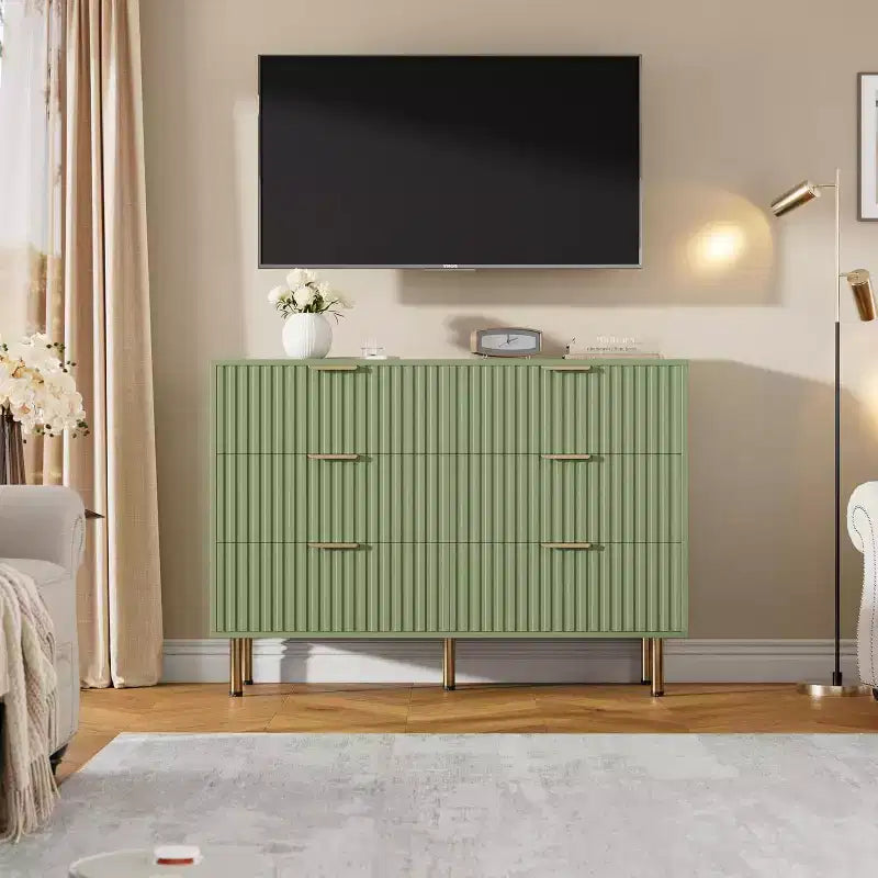 Cassettiera a 6 cassetti, cassettone moderno in legno per camera da letto con cassetti contenitore, mobile TV in stile rustico per soggiorno, camera da letto e corridoio