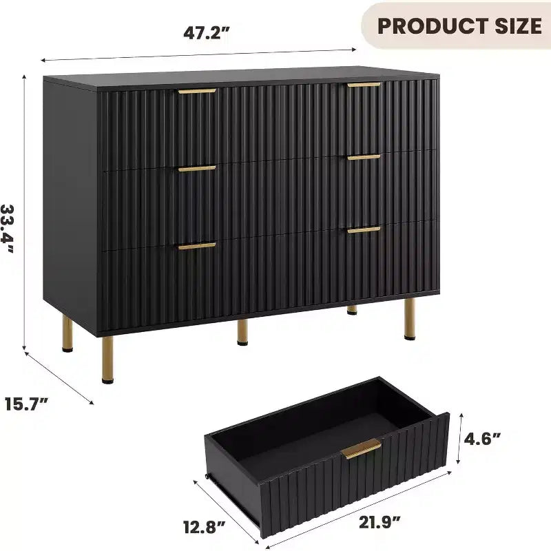 Cassettiera a 6 cassetti, cassettone moderno in legno per camera da letto con cassetti contenitore, mobile TV in stile rustico per soggiorno, camera da letto e corridoio