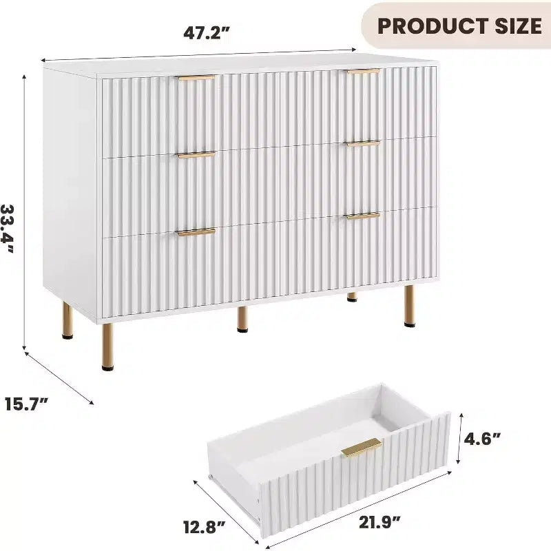 Cassettiera a 6 cassetti, cassettone moderno in legno per camera da letto con cassetti contenitore, mobile TV in stile rustico per soggiorno, camera da letto e corridoio