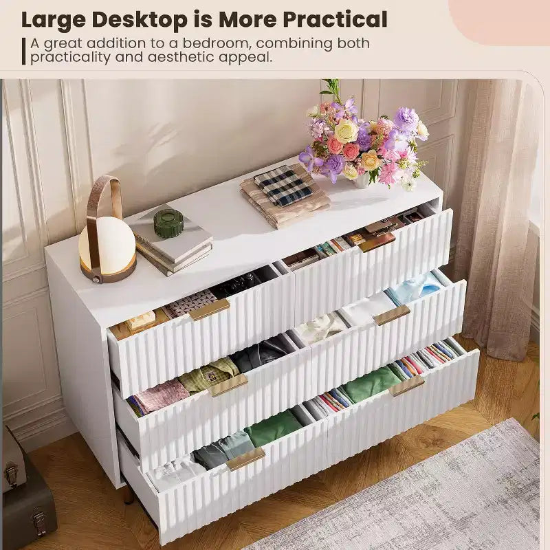 Cassettiera a 6 cassetti, cassettone moderno in legno per camera da letto con cassetti contenitore, mobile TV in stile rustico per soggiorno, camera da letto e corridoio