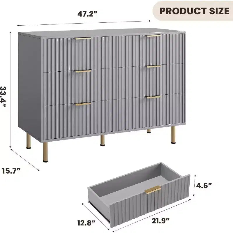 Cassettiera a 6 cassetti, cassettone moderno in legno per camera da letto con cassetti contenitore, mobile TV in stile rustico per soggiorno, camera da letto e corridoio