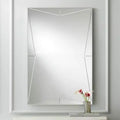 Specchio da parete decorativo rettangolare per toeletta, moderno, con cornice in legno e metallo argentata, largo 26, per bagno, camera da letto e casa