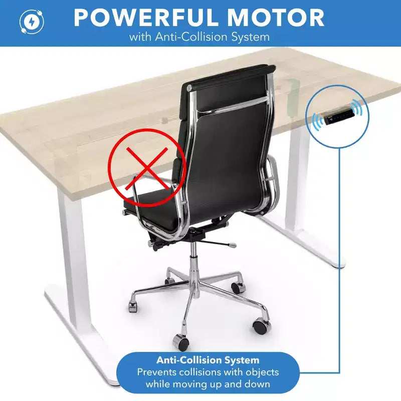 Scrivania elettrica sit-stand con piano del tavolo - bianco / acero
