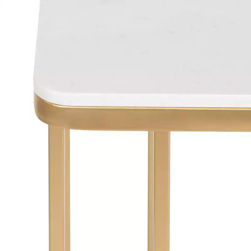 Mesa auxiliar C decorativa de mármol cultivado y metal