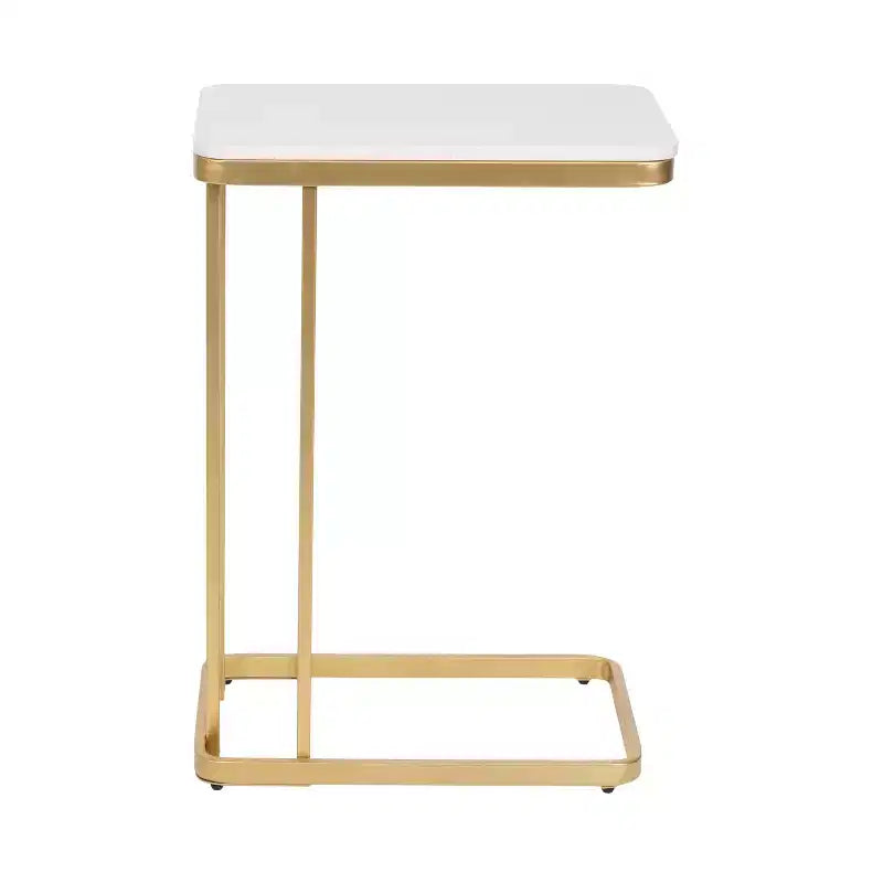 Mesa auxiliar C decorativa de mármol cultivado y metal