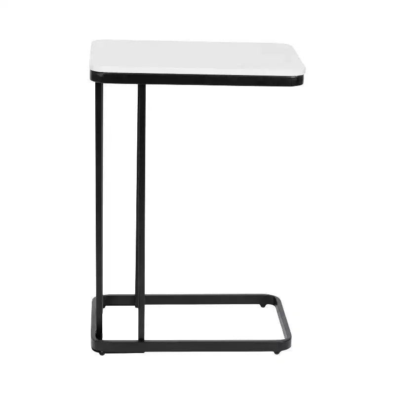 Mesa auxiliar C decorativa de mármol cultivado y metal